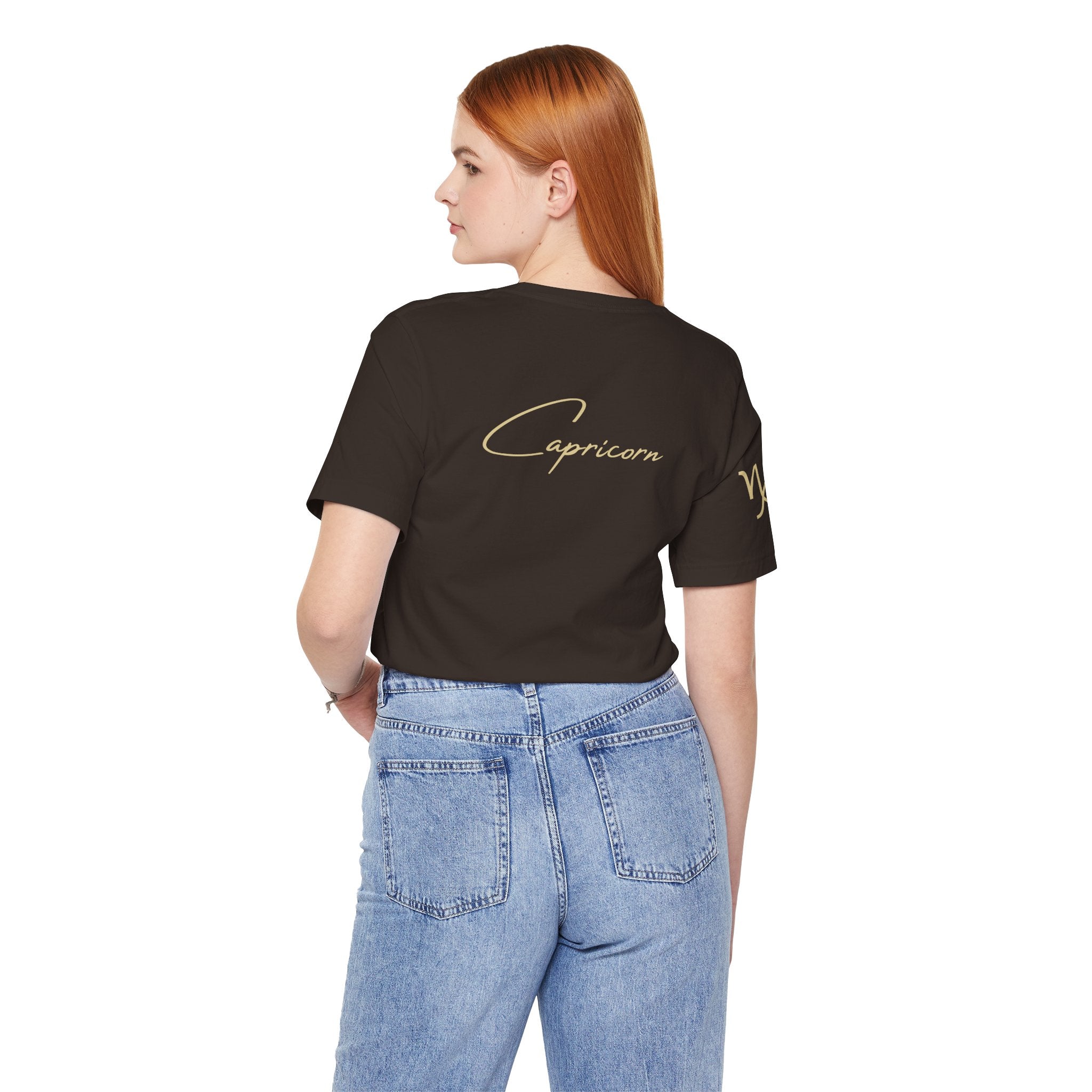 Capricorn Zodiac T-Shirt | Astrology Graphic Shirt | Minimal Gold Capricorn Design | Unisex Jersey Short Sleeve