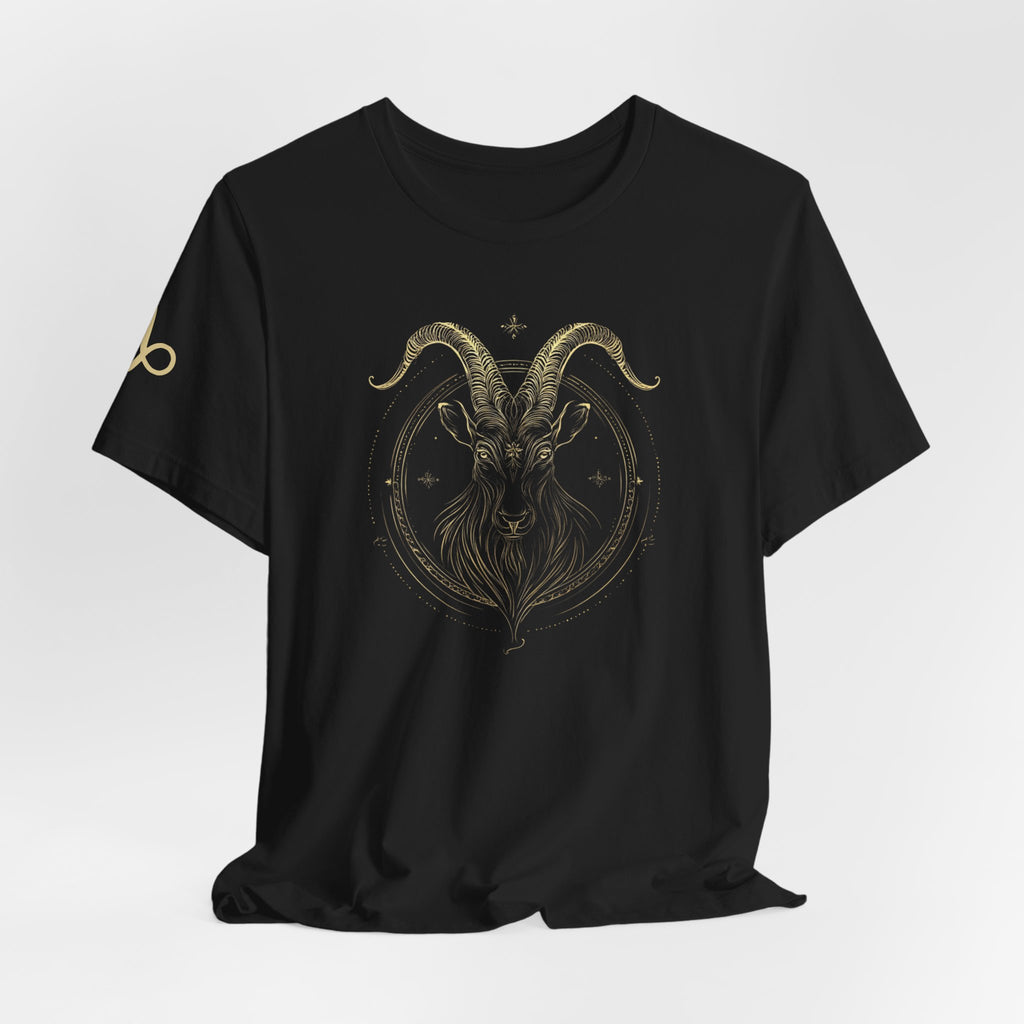 Capricorn Zodiac T-Shirt | Astrology Graphic Shirt | Minimal Gold Capricorn Design | Unisex Jersey Short Sleeve