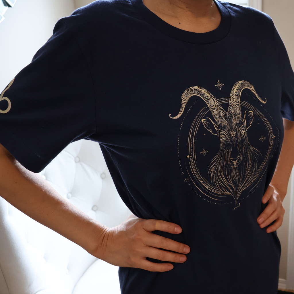 Capricorn Zodiac T-Shirt | Astrology Graphic Shirt | Minimal Gold Capricorn Design | Unisex Jersey Short Sleeve