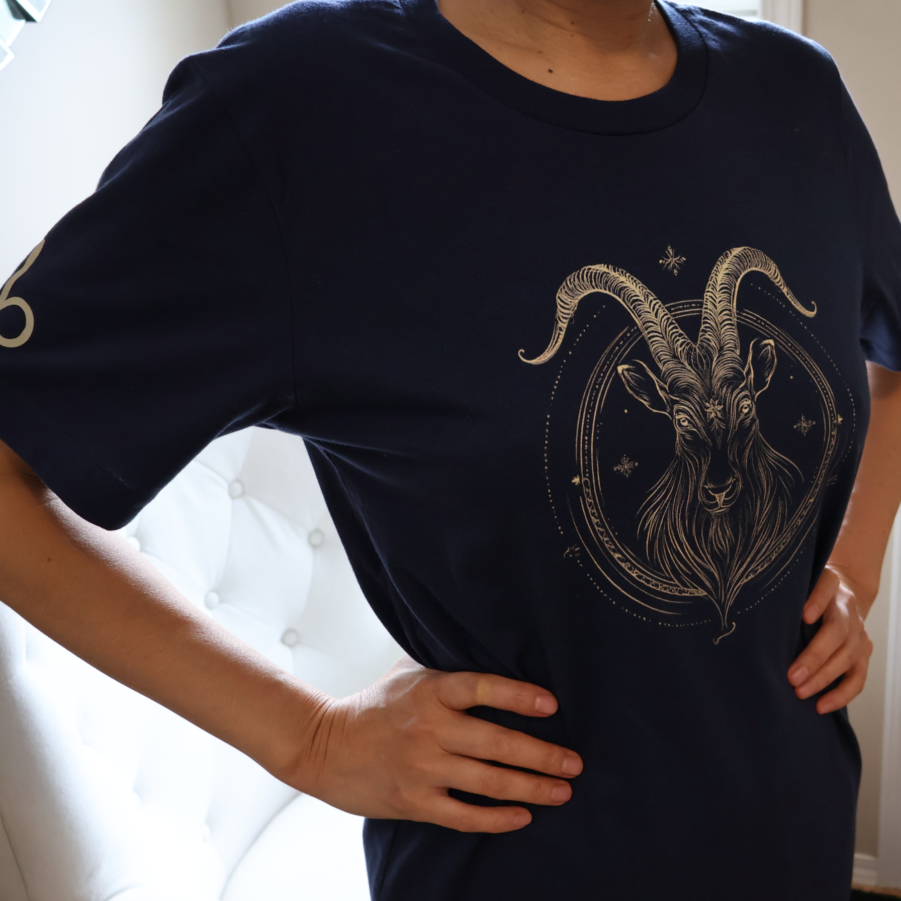 Capricorn Zodiac T-Shirt | Astrology Graphic Shirt | Minimal Gold Capricorn Design | Unisex Jersey Short Sleeve