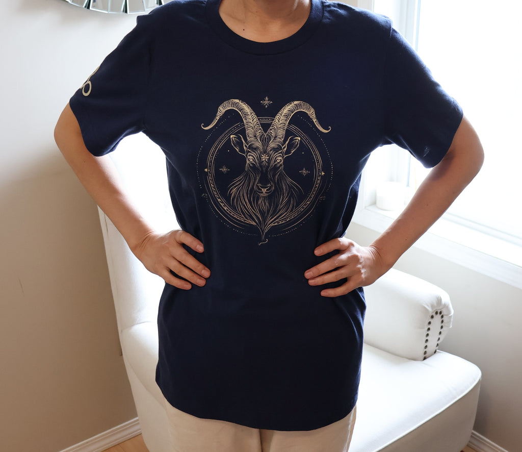 Capricorn Zodiac T-Shirt | Astrology Graphic Shirt | Minimal Gold Capricorn Design | Unisex Jersey Short Sleeve