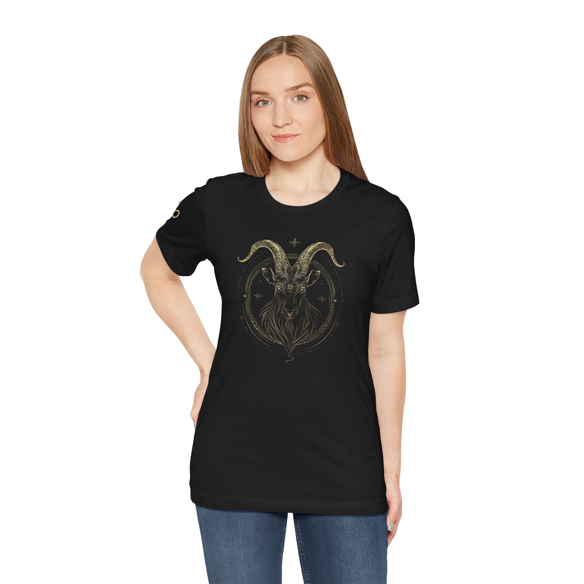 Capricorn Zodiac T-Shirt | Astrology Graphic Shirt | Minimal Gold Capricorn Design | Unisex Jersey Short Sleeve