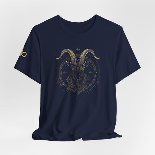 Capricorn Zodiac T-Shirt | Astrology Graphic Shirt | Minimal Gold Capricorn Design | Unisex Jersey Short Sleeve